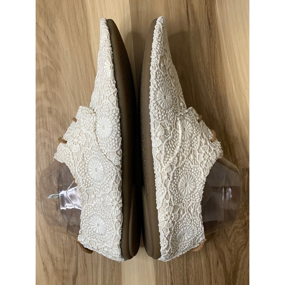 Sanuk Bianca Crochet Lace Shoes Cream Boho Flats Womens 9 - Picture 4 of 8